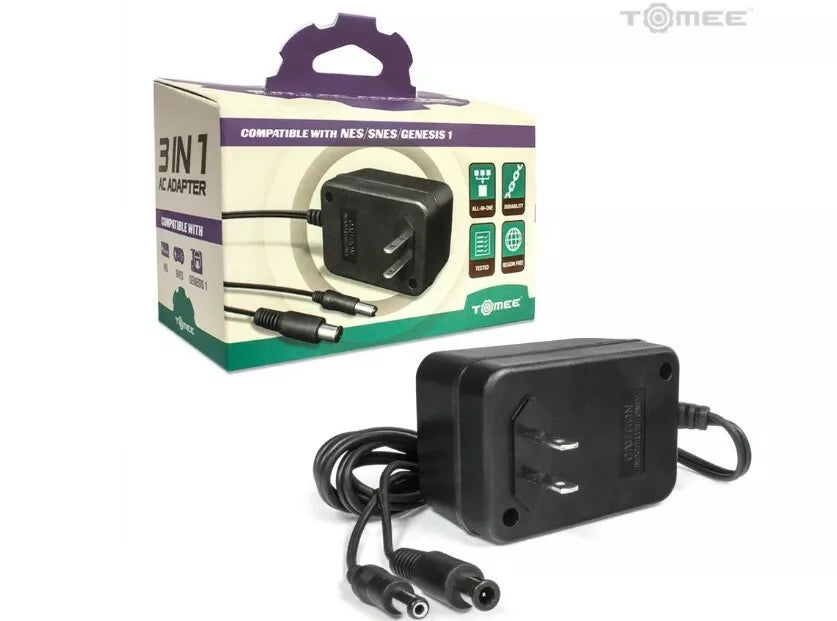 Tomee - 3 in 1 AC Adapter for NES/Super NES/Genesis (Model 1