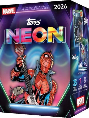 2026 Topps Neon Marvel Value Blaster Factory Sealed Box - 7 Packs 35 Cards Total