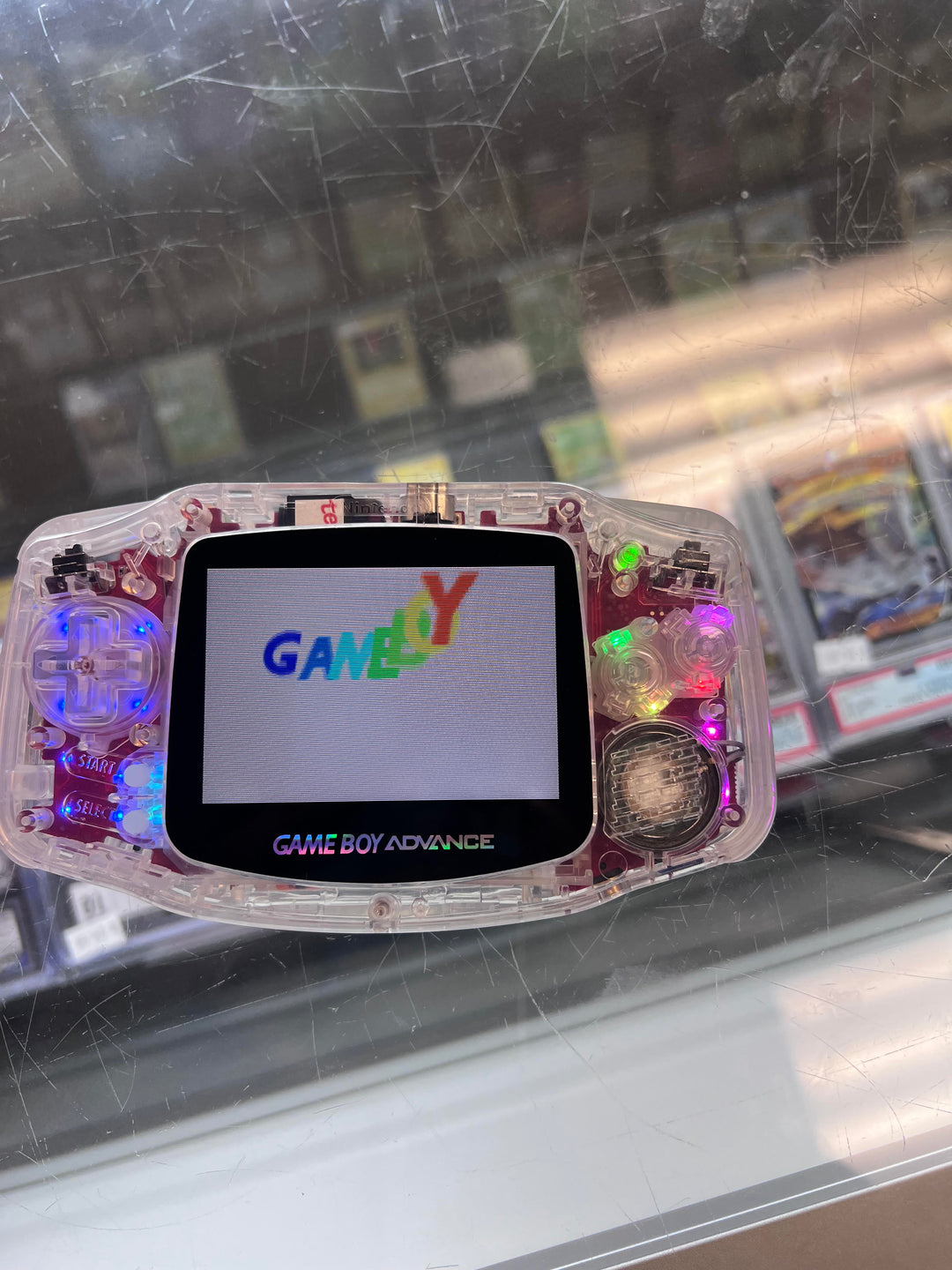 Game Boy Advance Console - New Motherboard, LED Lights, IPS Screen, Clear Shell