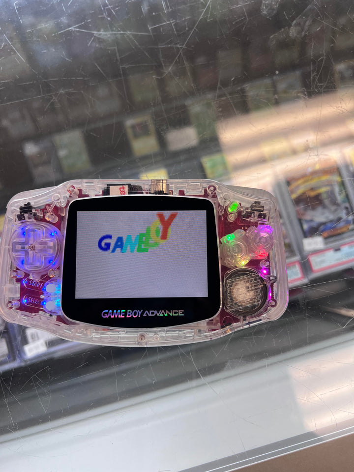 Game Boy Advance Console - New Motherboard, LED Lights, IPS Screen, Clear Shell